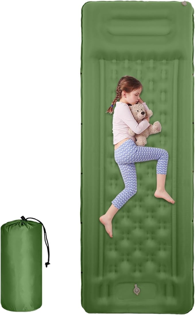 Inflatable Sleeping Pad for Camping | 4.3 Inch Thick Inflatable Mattress - Built-in Foot Pump Backpacking Sleeping Pad - for Adults Backpacking Hiking Travel Outdoor Car Tent