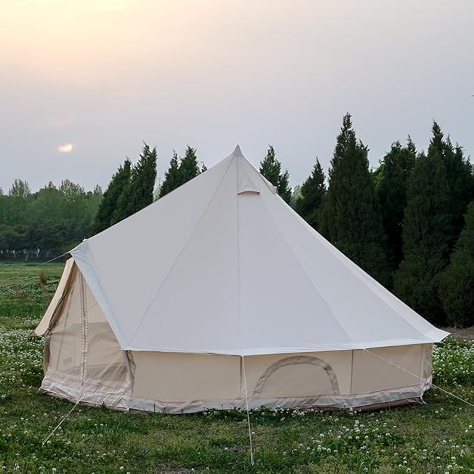 Oxford Bell Tent for Family Camping - Spacious 13.1ft /16.4ft Yurt with Stove Jack Large Glamping Tents for 4-8 People 4 Season Oxford Hot Tent Shelter