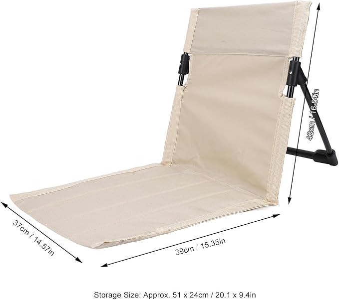 TOPINCN Camping Chair Portable Folding Recliner with Adjustable Backrest Lightweight Oxford Fabric for Outdoor Beach Camping Fishing (Khaki)