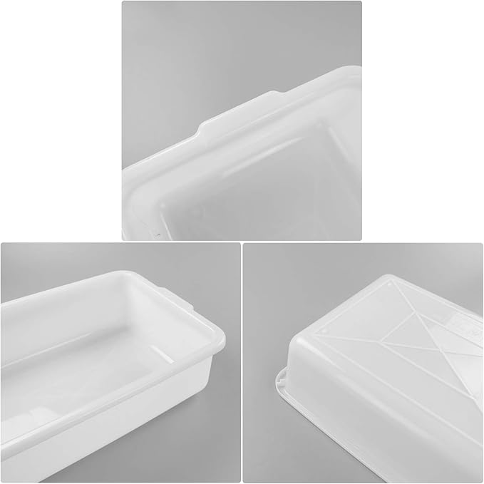 23 L Plastic Rectangle Large Bus Box White Large Commercial Bus Tub 4-Pack