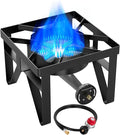BESTFIRE 200000 BTU Heavy-Duty Propane Burner – Outdoor Stove with 0-20Psi Adjustable Regulator &amp Black Hose – Ideal for Home Brewing Turkey Frying Camping &amp Backyard Cooking