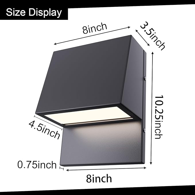 LED Modern Outdoor Wall Light Waterproof Wall Sconce 15W 3000K Matte Black Wall Mounted Lamp Exterior Wall Sconce Light for Porch Front Door Entryway Patio Hallway 2Pack