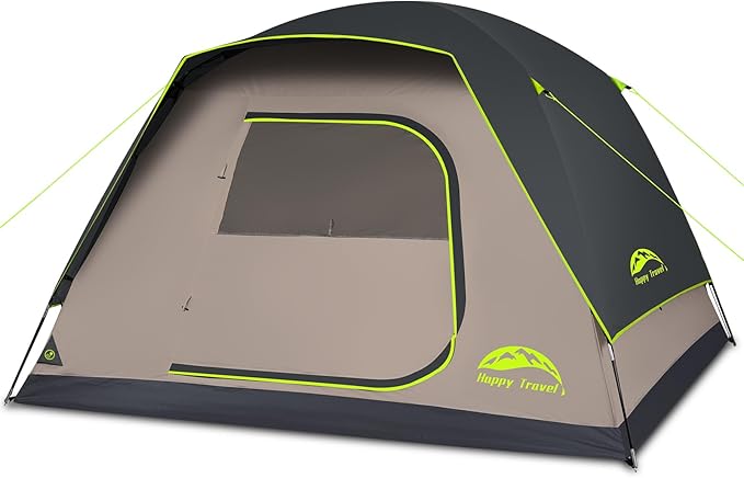 Happy Travel Camping Tent 4/6 Person Dome Tents for Camping with Rainfly Waterproof Clip Easy Setup Portable Family Tent with Mesh Windows 20% More Headroom Backpacking Tents for Camping &amp Hiki