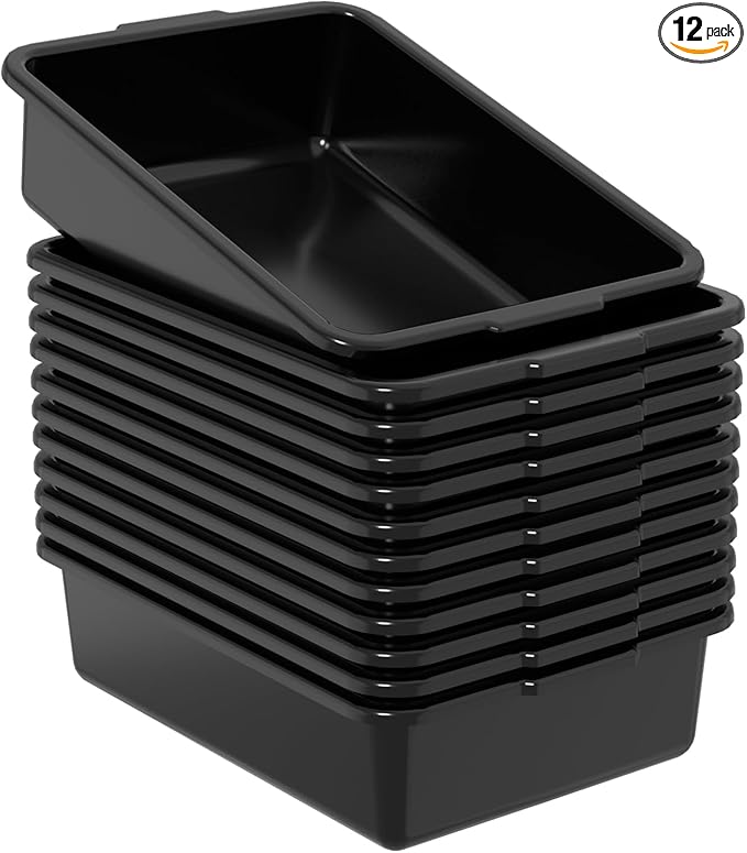 Set of 12 15 L Plastic Bus Tub Commercial Bus Box Black Restaurant Food Service Dish Tub