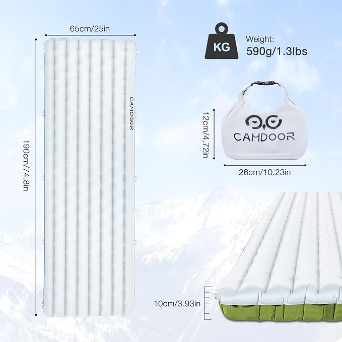 Insulated Sleeping Pads - Lightweight Sleeping Pad for Camping 6.8 R-Value Upgraded Compact Camping Air Mattress for Backpacking Hiking
