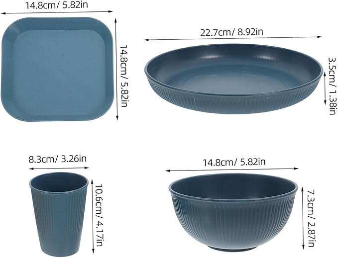 GLEAVI Unbreakable Outdoor Dinnerware Set Camping Dishes Bowls Cups Stylish Lightweight Tableware for Bbqs Parties Gatherings