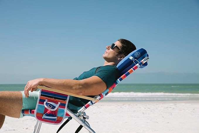 Ballast Beach Pillow – Comfy Durable &amp Compact Stays Put on Windy Beaches with Patented Sand Pouch Inflatable Pillow for Beaches Pools Camping Festivals and Travel (Retro Palm)