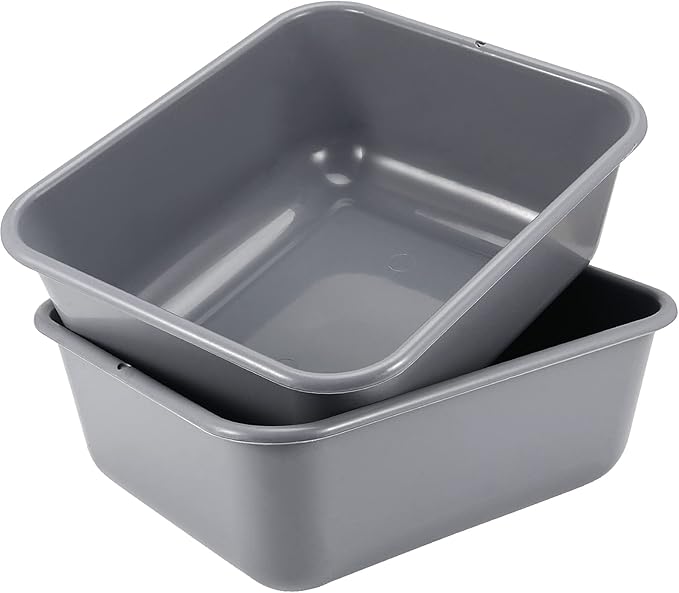 Set of 6 Plastic Bus Tubs Commercial Bus Tote Box 14 L Rectangle Utility Tubs Gray