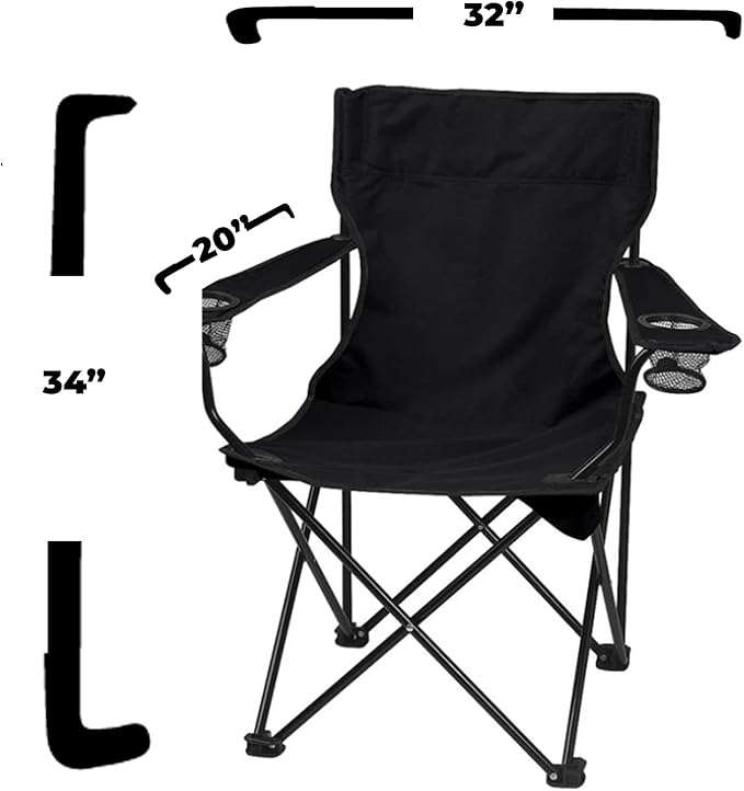 VictoryStore Outdoor Camping Chair - Soccer Mom Black Folding Camping Chair with Carry Bag