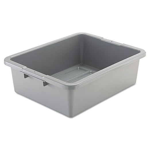 Rubbermaid Commercial Products Standard Bus/Utility Box 7.125 Gal Gray Pack of 6
