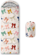 Colorful Bow Sleeping Bag 3 Season Warm Cool Weather Hand Drawn Bow Camping Sleeping Bag for Adult Cute Bowknot Camping Backpacking for Outdoor Traveling Hiking Hunting Gear Equipment