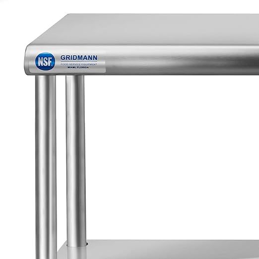 GRIDMANN NSF Stainless Steel Commercial 2 Tier Double Overshelf 72 in. x 12 in. for Kitchen Prep &amp Work Table