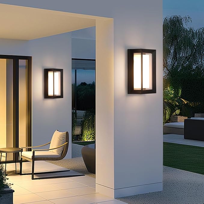 Outdoor Modern Wall Sconce Lights15%-100% Dimmable Indoor Wall Light Fixtures3000K/4000K/6500K Adjustable24W Exterior Wall LightingWaterproof Outdoor Porch Light2160LM Indoor Wall Sconce 1 Pack