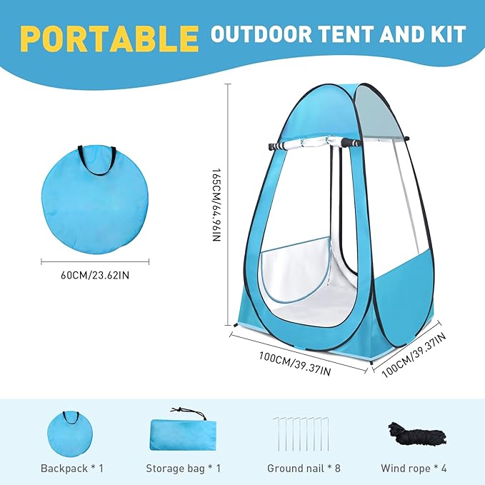 Pop Up Tent Clear Outdoor Tents Sports Fishing Rainproof and Windproof Beach Camping Lightweight and Sturdy Easy Set Up UPF 50+ Portable Folding 39 x 64