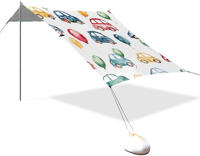 Cars Balloons Camping Sun Shelter Beach Tent Portable Beach Sun Shade Outdoor Canopy for Camping Trips Fishing Picnic
