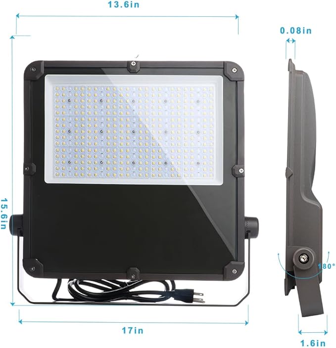 Lightdot 300W Outdoor Flood Lights AC100-277V LED Stadium Lights 45000Lm (1200W Eqv.) LED Flood Lights with Photocell IP65 Waterproof Area Lighting for Backyard/Stadium-4Pack 5Yrs Warranty