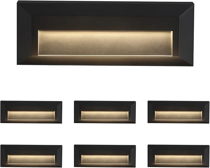 ZONK LED Outdoor Indoor Step Lights Line Voltage 110-240V 2W Landscape Stair Lights 9Inch Non-dimmable 3000K IP65 Waterproof Stairway Lighting LED Deck Light Retaining Wall Lights Pack of 6