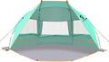 Beach Tent 3 Person Sun Shelter UPF 50+ with Extended Waterproof Pe Floor &amp 3 Mesh Roll Up Windows Fits Portable Beach Shade Easy Setup for Outdoor Camping Indoor Fishing Yard. (Green)