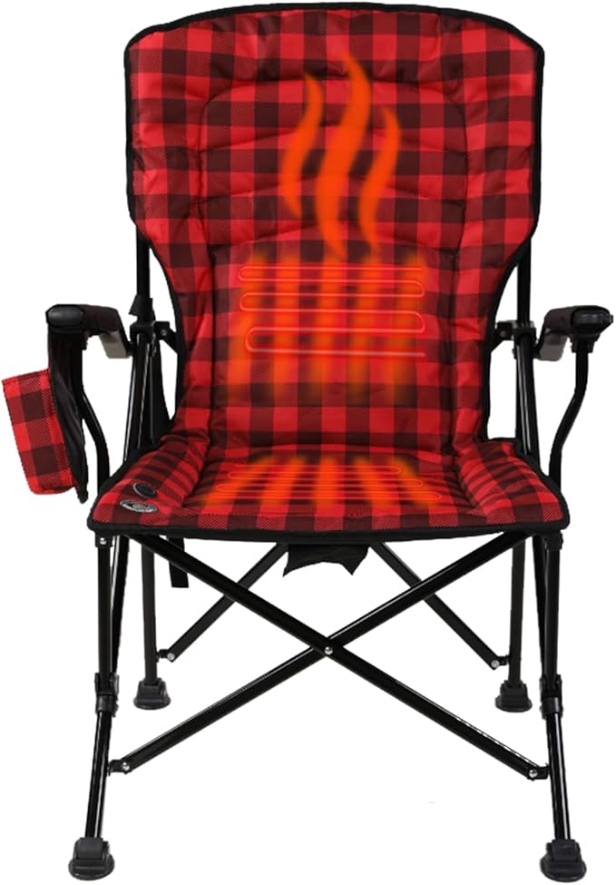 Kuma Outdoor Gear Switchback Heated Chair with Carry Bag Luxury Heated Outdoor Chair for Camping Glamping Sports &amp Outdoors (Red/Black)