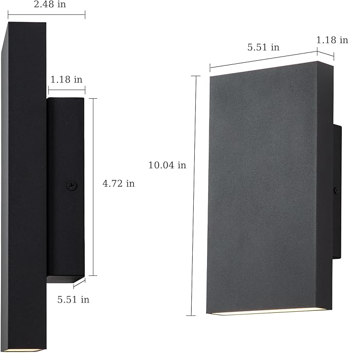 Modern Outdoor Wall Light Black Up and Down Lights Outdoor 10 LED Exterior Lighting Fixtures for House Porch Outside Lights for Entryway Front Door Patio Garage (10W 3000K/4500K/6000K)
