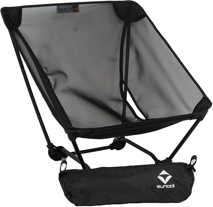 Ultralight Backpacking Chair Aluminium Alloy Legless Ground Chair Foldable Camping Chair for Adult Hiking Camping Picnic Fishing RV Balcony Paddleboard Beach Indoor (Black)