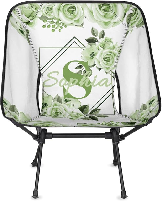 Camping Chair Personalized Backpacking Chair Lightweight Portable Folding Customized Name Chairs for Beach Sport Hiking (Olive Green)