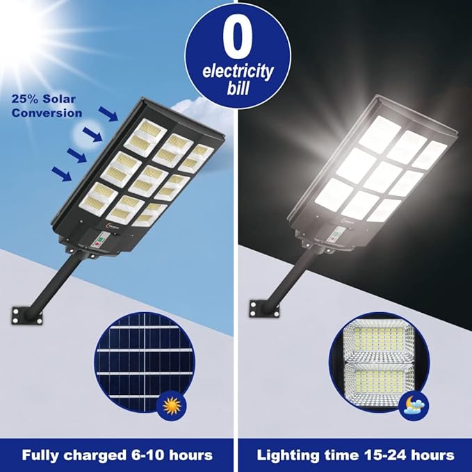 TINSUM Solar Lights Outdoor Motion Sensor4200W Dusk to Dawn Solar Street Lights Super Bright 7000K Flood Lights IP66 Waterproof Solar Powered for Parking Lot Street Yard