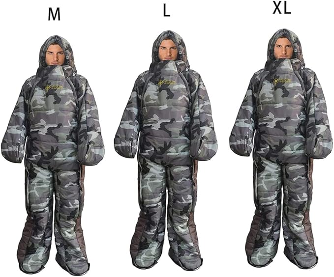 Adults Wearable Sleeping Bag 3 Season Camouflage Sleeping Bag Full Body Sleeping bag for CampingTraveling Hammocks Hiking Backpacking Lounging