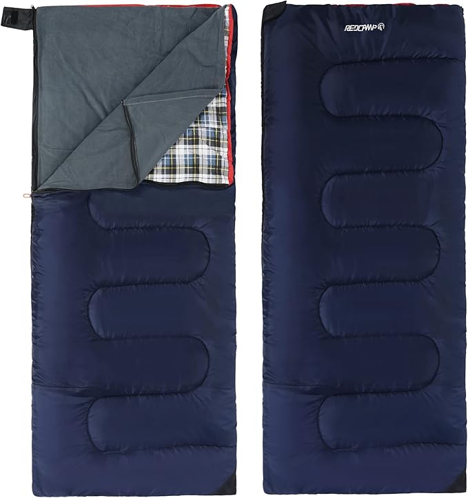 REDCAMP Cotton Flannel Sleeping Bag for Camping Backpacking Adults Cold Weather Envelope Sleeping Bags with 2/3/4/6lbs Filling