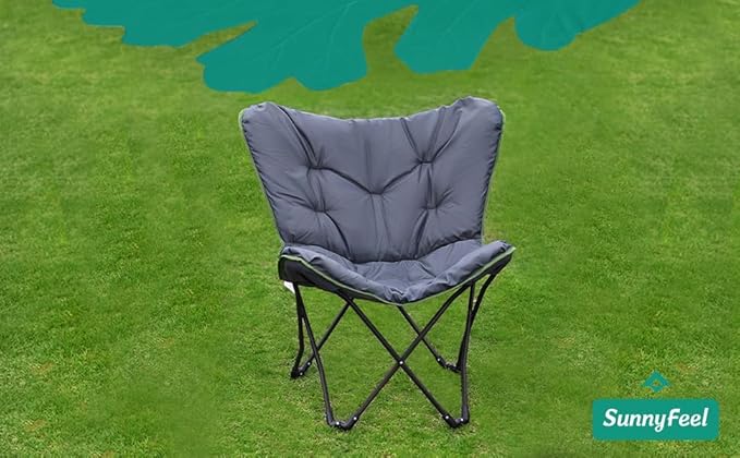 SunnyFeel Oversized XL Padded Camping Chair Outdoor Butterfly Chair Portable Folding Large Camp Lounge Chairs Padded Living Room Indoor Chairs Lawn Chairs for BeachTailgatingSport EventsPicnic