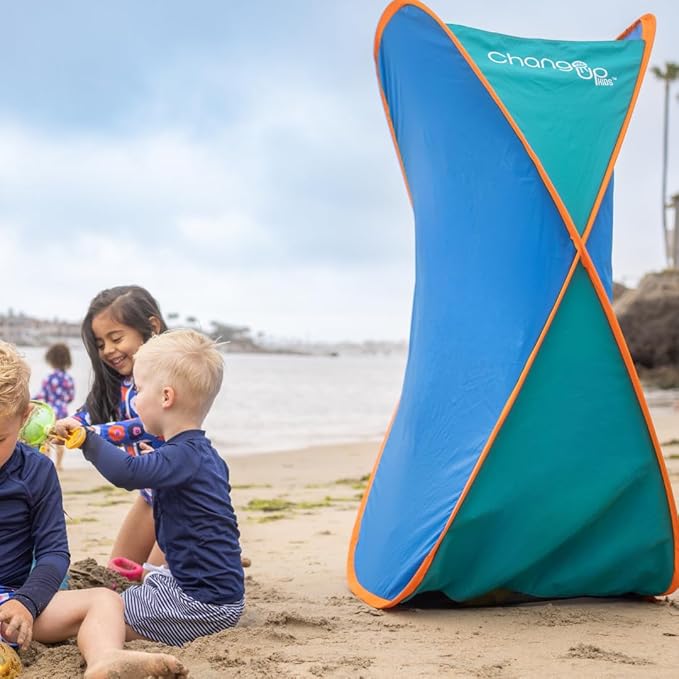 Pop-Up Changing Tent Original 50inch– Blue &amp Orange Portable Privacy Pod for Kids | Lightweight Easy-Fold Changing Room for Beach Dance Travel – Ideal for Ages 2–10