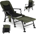 Goplus Oversized Foldable Fishing Chair for Adults Heavy Duty All-Terrain Camping Chair with Detachable Footrest Padded High-Back Armrest Adjustable Feet Portable Recliner for Outdoor Patio Beach