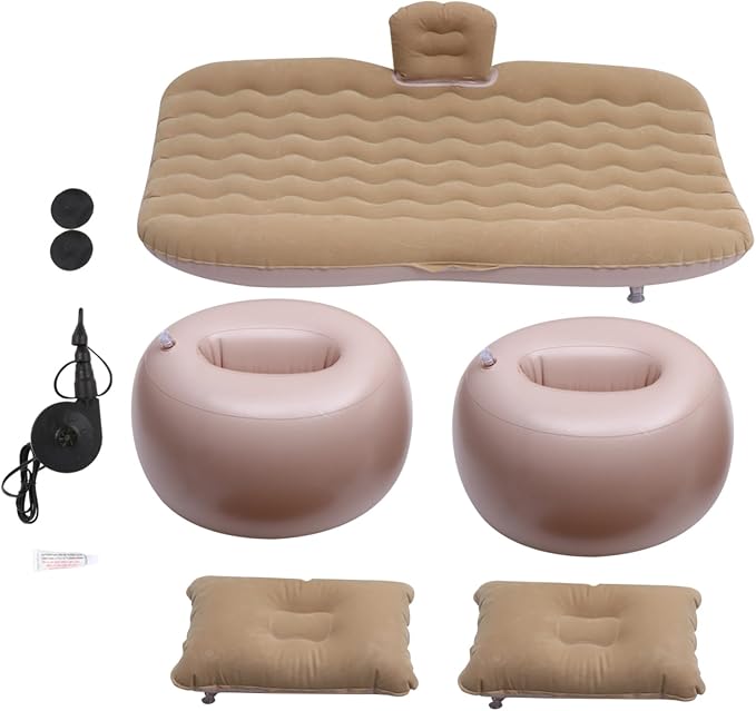 1Set Comfortable SUV Inflatable Air Mattress Bed Practical Back Seat Inflatable Bed for Car to Inflate Deflate Odorless Breathable for Camping and Road