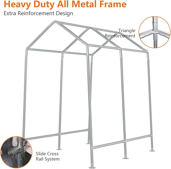 6×8 ft Outdoor Storage Sheds Portable Storage Shelter Shed with Roll up Zipper Doors Waterproof Outside Utility Shed Garage Tent for Motorcycle Bicycles and Camping Tools