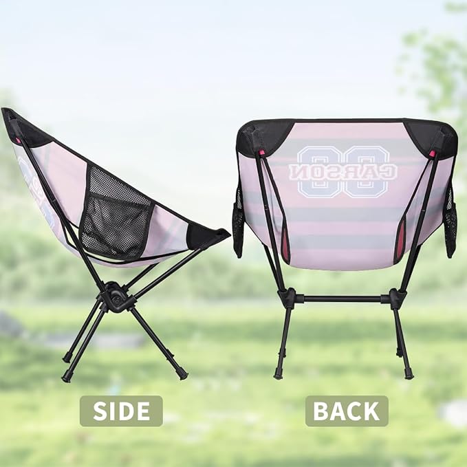 Custom Camping Chair Personalized Foldable Indoor Outdoor Chair Customized Name Lightweight Backpacking Chairs for Sports Basketball Football Baseball Team