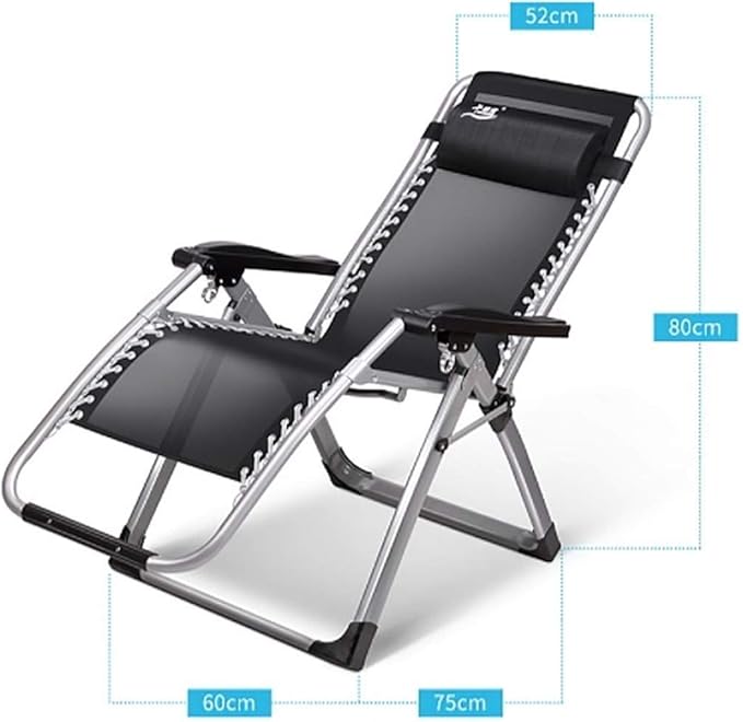 FWZJ Household Leisure Deck Chair Adjustable Reclining Breathable Outdoor Beach Chair Multi-Function Foldable Office Lunch Break Seat (Style C)