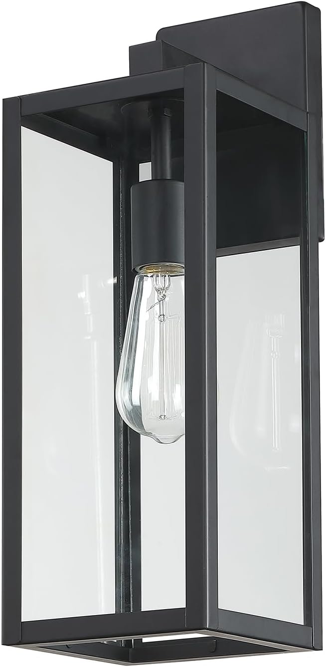 2 Pack Large Outdoor Sconce Lights18 Inch Outdoor Wall Lantern LightExterior Sconce Metal and Glass Large Porch Light Black Outdoor Lanterns for Front Porch Garage Balcony