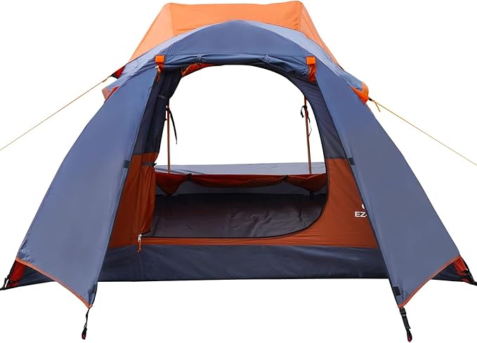 Camping Tent 2 Person Aluminum Poles Tent with Bike Shed and Rainfly-Portable Dome Tents for Camping