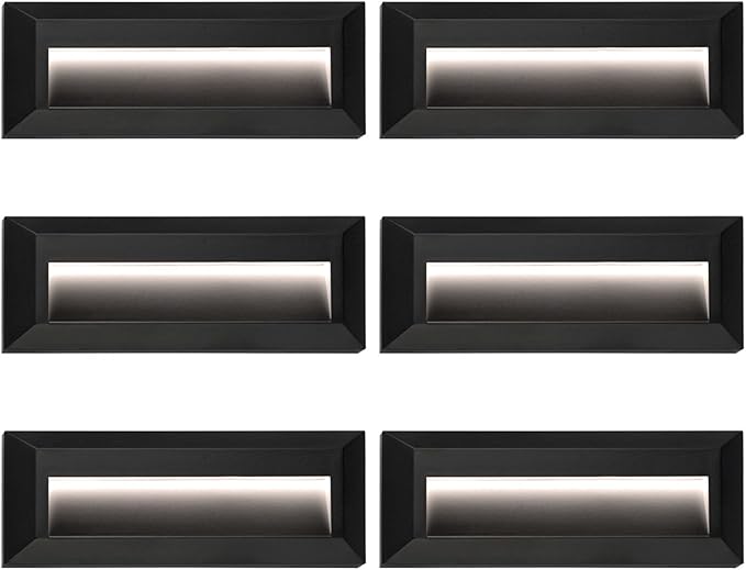 ZONK LED Step Stair Lights 110V-240V 2W Line Voltage Outdoor Indoor Non-dimmable 4000K Stairway Deck Lights Fixture for House Hallways (6 Pack)