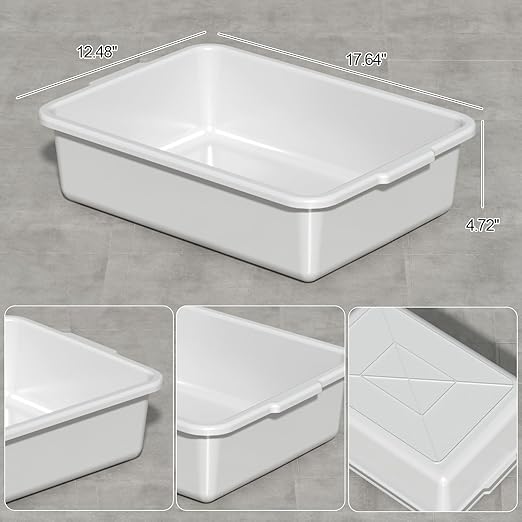 13 L Plastic Commercial Wash Basin Food Service Bus Tubs Light Gray 4 Packs