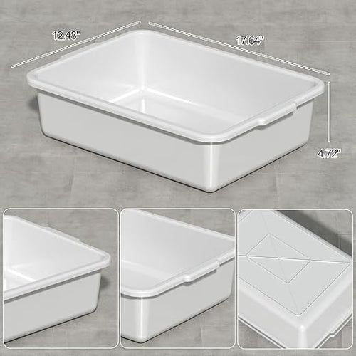 13 L Plastic Commercial Wash Basin Food Service Bus Tubs Light Gray 4 Packs