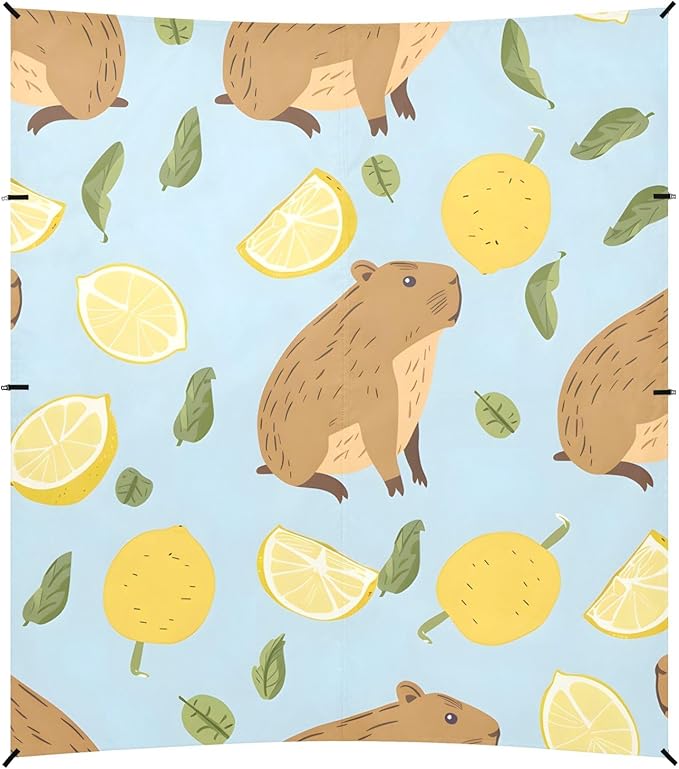 Cute Capybara Lemon Camping Sun Shelter Beach Tent Portable Beach Sun Shade Outdoor Canopy for Camping Trips Fishing Picnic