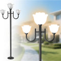 Lightdot 3-Lights Outdoor Lamp Post Light IP65 Waterproof Street Light Pole Lights Fixture with Flower Shade Outside Post Lights for Yard/Garden/Driveway (3000K LED Bulbs Included)