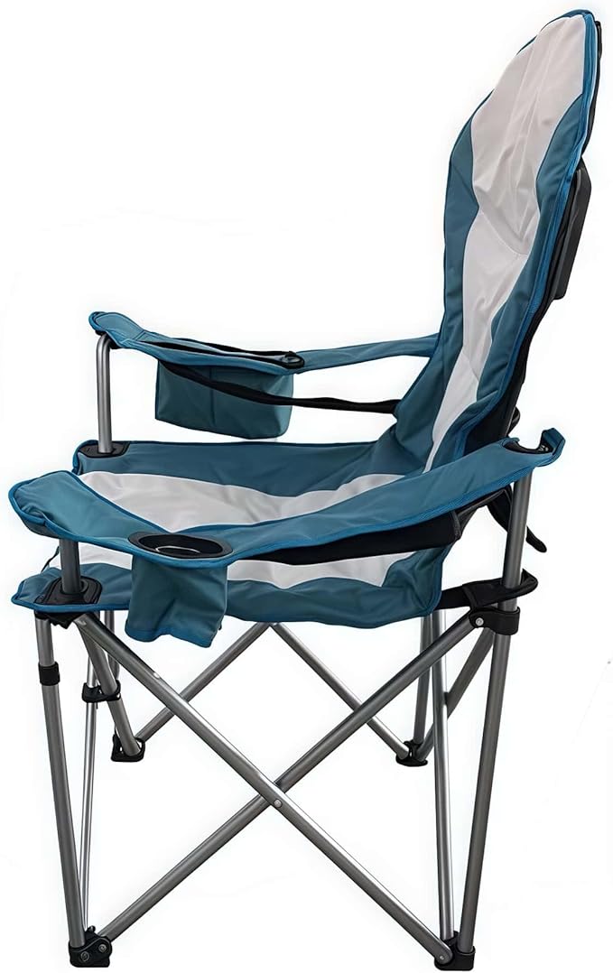 Wild Scape Oversized Folding Camping Chair Foldable Beach Chairs for Adults with Cup Holder Cooler Pocket Storage Bag Heavy Duty Portable Fishing Chair for Outdoor Garden Picnic Teal