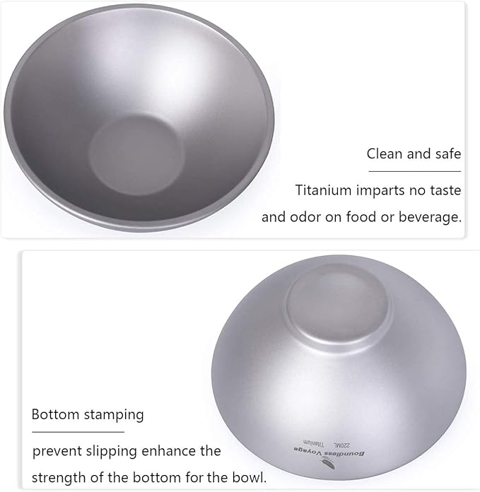 Boundless Voyage 220ml Titanium Double Walled Food Bowl for Adult Children Ultralight Portable Soup Rice Bowl Outdoor Camping Metal Durable Tableware Ti1085T