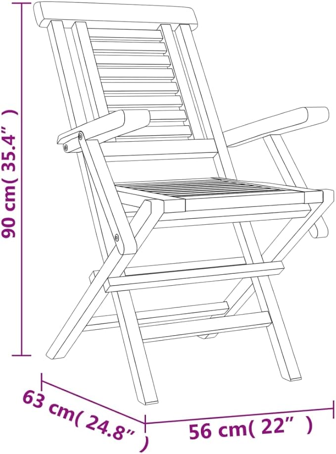 Outdoor Dining Chairs Chairs for Dining Table Patio Chairs Outdoor chairFolding Patio Chairs 4 pcs 22x24.8x35.4 Solid Wood TeakSuitable for Gardens courtyards