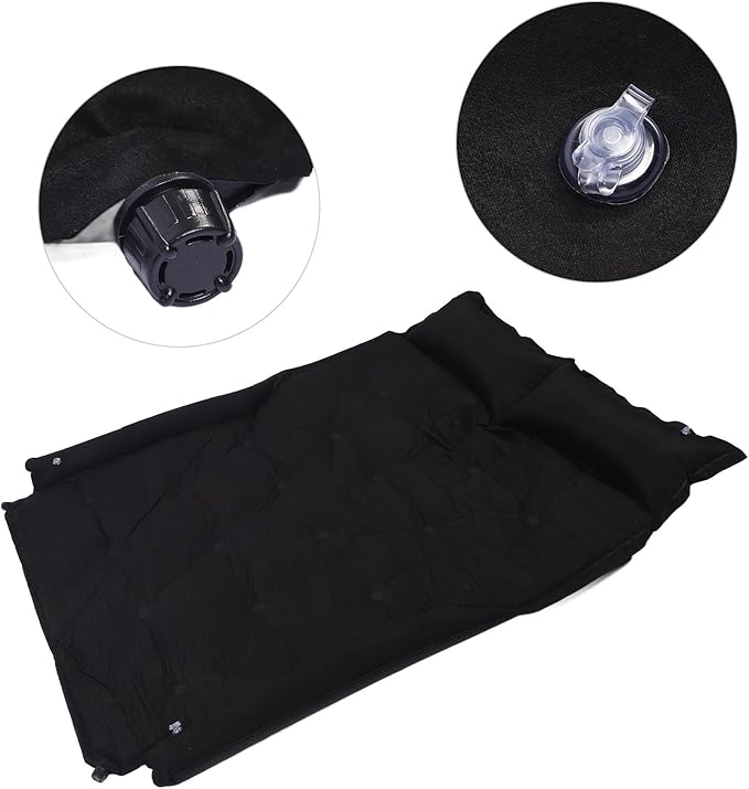 SUV Air Mattress 5cm Thickness Soft Suede Inflatable Car Bed with Side Guard for Mid Large SUV Minivan Truck (Black)