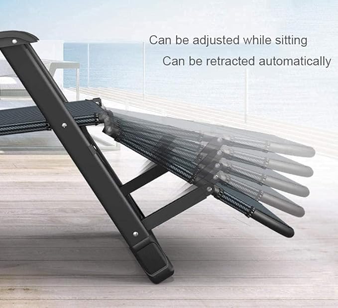 FWZJ Reclining Zero-Gravity Recliner Folding Garden Chair Portable Deck Chair Adjustable Backrest Outdoor Camping Beach-Blue + Thick Green Pad-Teslin Qing (Blue + Thick Black