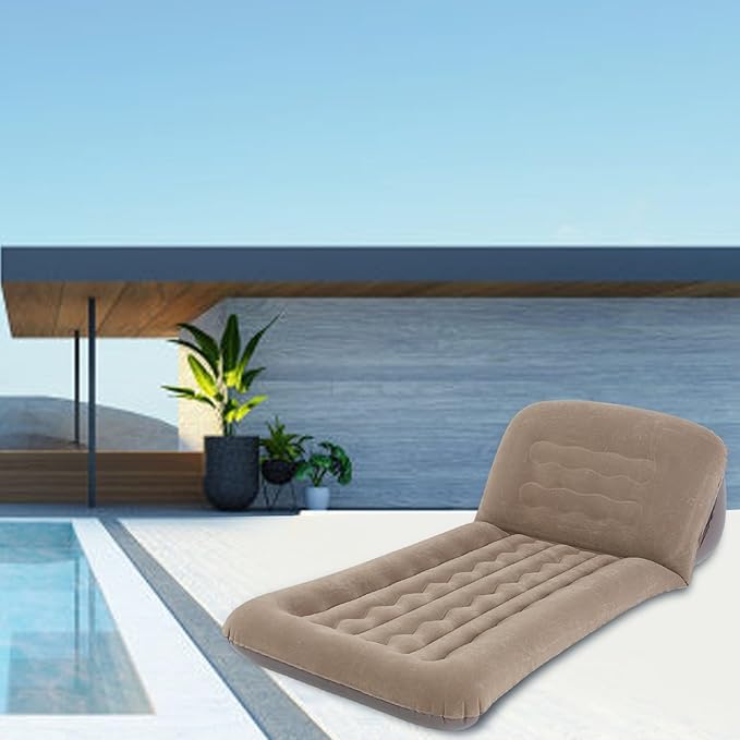 Inflatable Mattress Adjustable Backrest Portable Foldable Flocked Air Mattress for Outdoor Beach Travel Camping