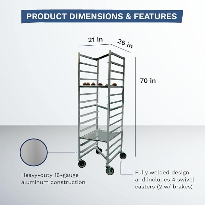 Commercial Fully Welded Nesting 12-Tier Aluminum End Load NSF Bun/Sheet Pan Rack | Bakeries Caterers Kitchens Restaurants | (#28W-124)